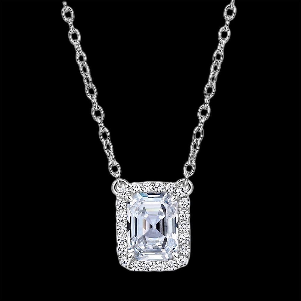 NWT LaFonn Platinum Plated Sterling Silver Simulated Diamond Pendant Necklace